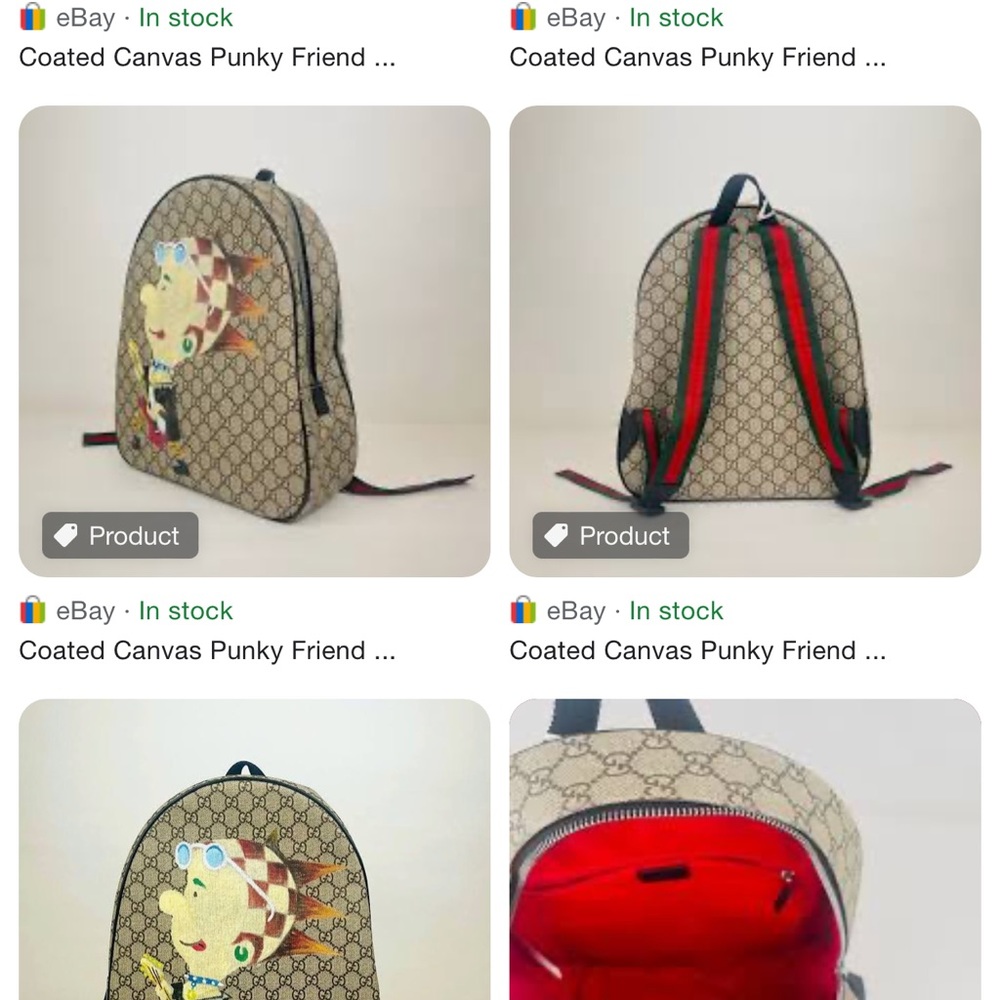 COPY - $1290 Gucci Brown Coated Canvas Punky FriendGRG Web Straps Backpack 4335… - Picture 3 of 17